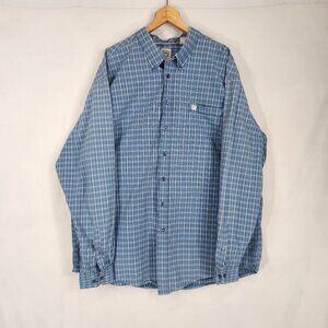Cinch Button Up Western Shirt Men's XXL Blue Plaid Long Sleeve Cowboy Ranch